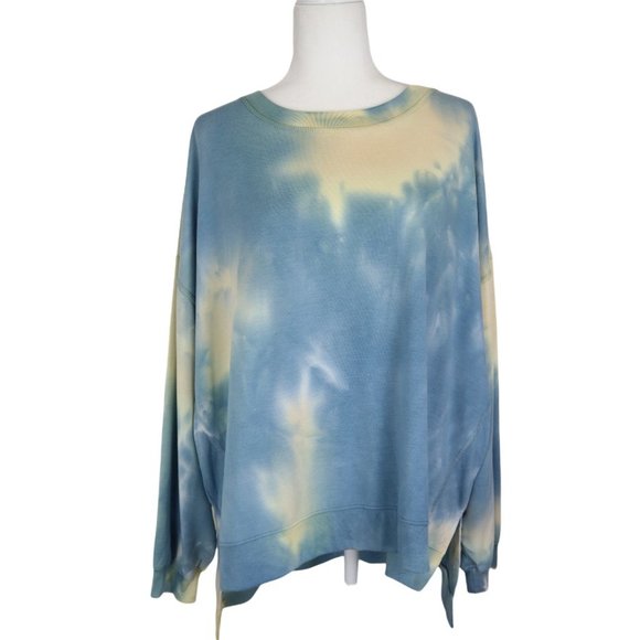 NEW Found Los Angeles Women's L Tie Dye Step Hem Cozy Sweatshirt Top Moon Shadow - Picture 2 of 8